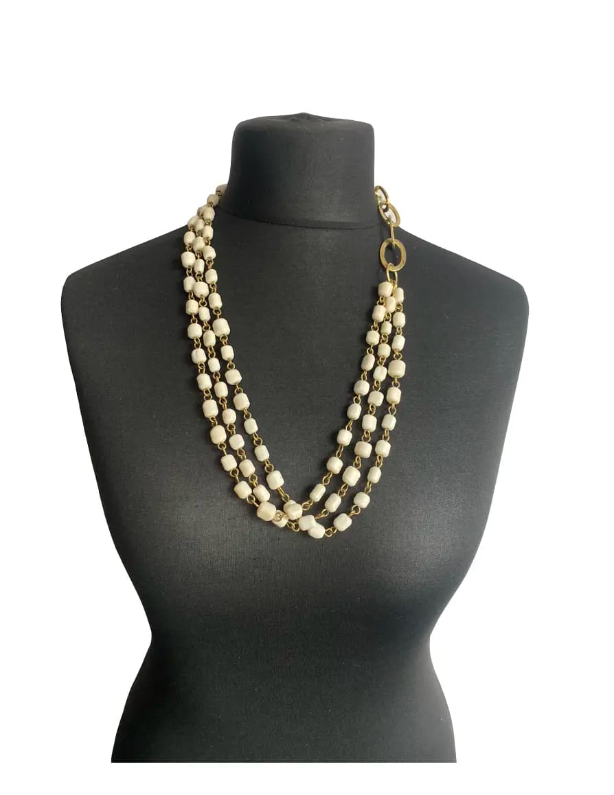 MRV1 - White Batik Bone Necklace