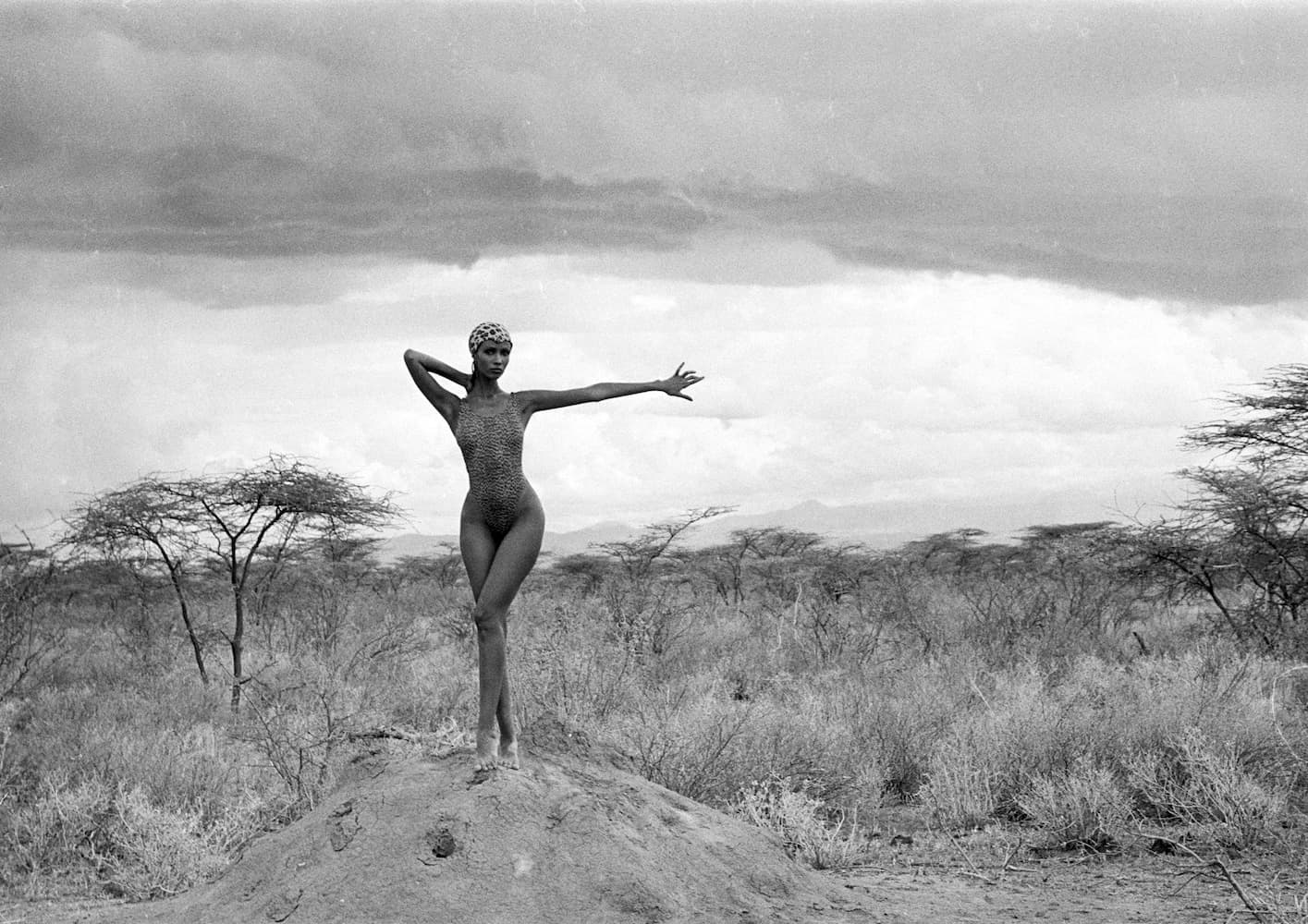 Iman in a Donna Karen Swimsuit on Mound