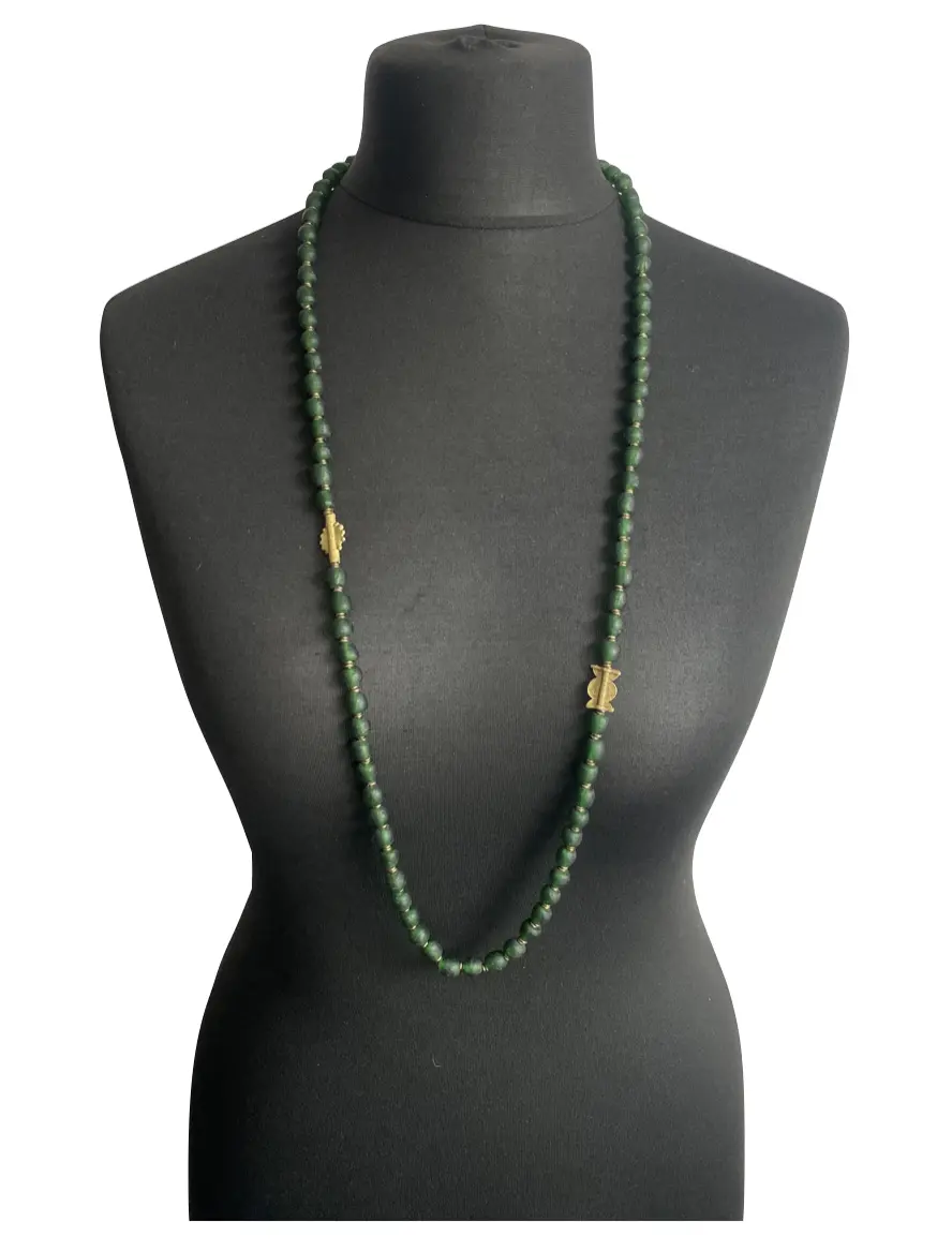 MRV7 - Recycled Dark Green Glass Bead Necklace