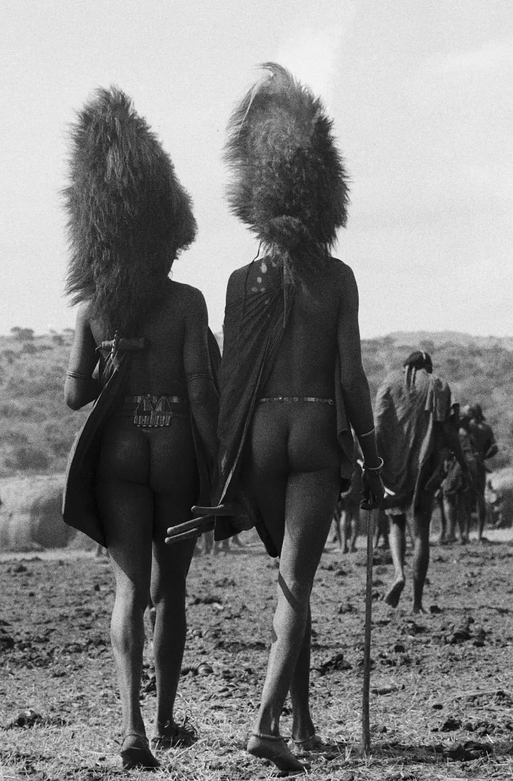 Maasai Warriors Walking to Ceremony