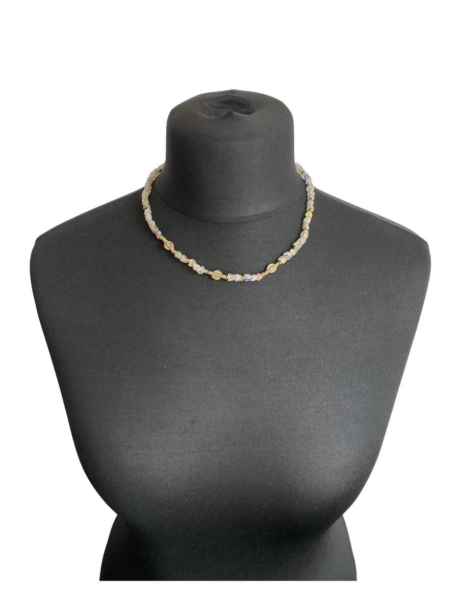 MRV62 - Short multi-coloured glass bead necklace