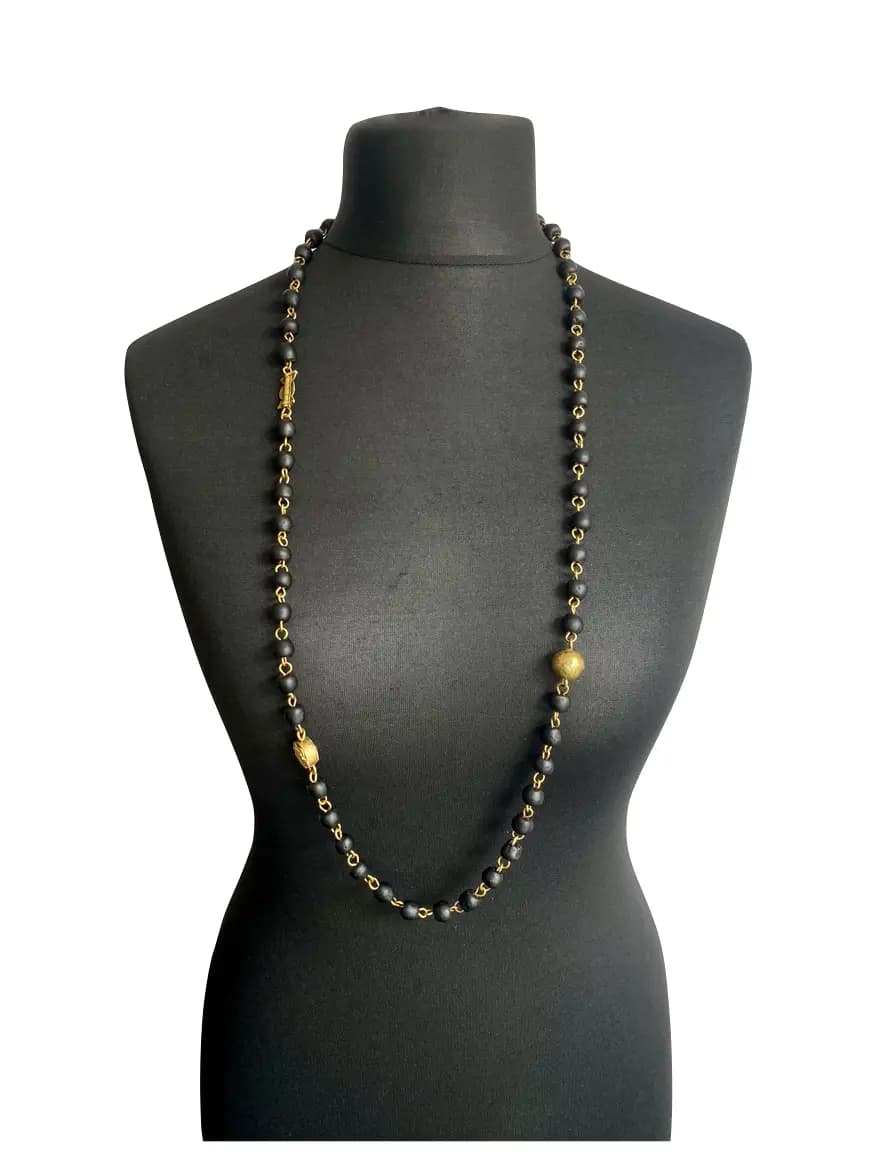 MRV8 - Recycled Black Glass Bead Necklace