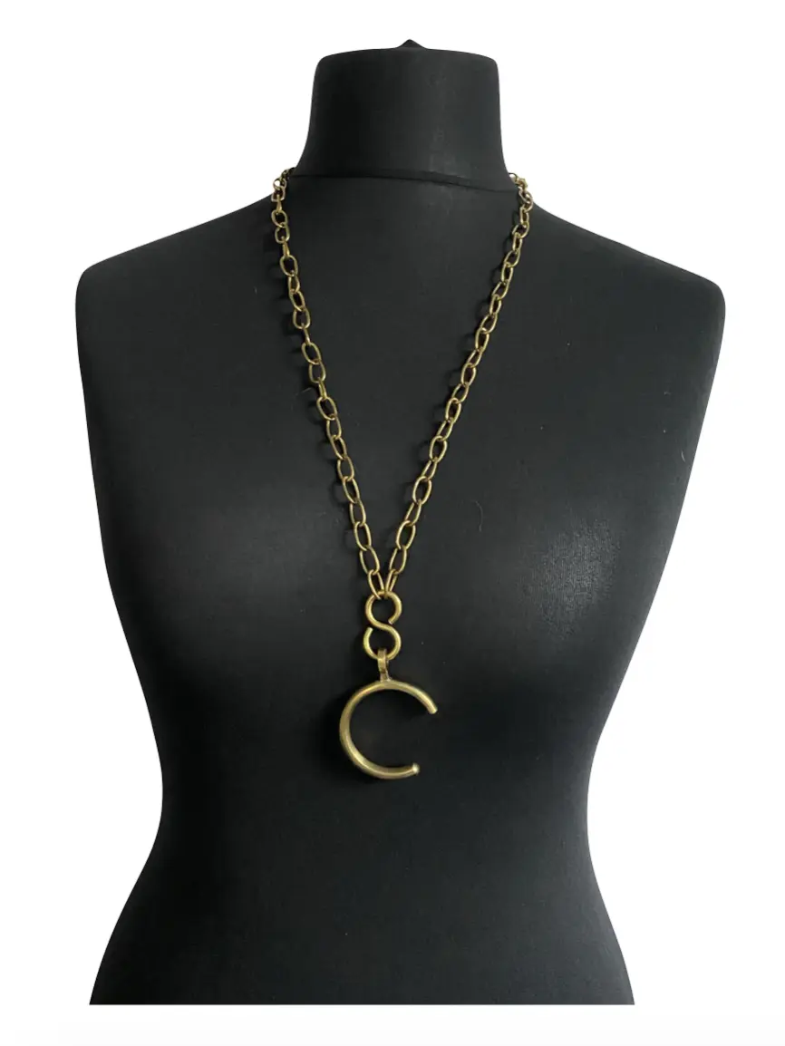 MRV39 - Chunky Brass Luna Necklace